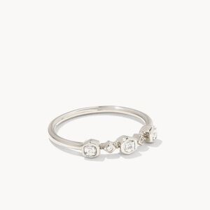 Kendra Scott Davie Trio Band Ring sterling silvered white sapphire, size 7